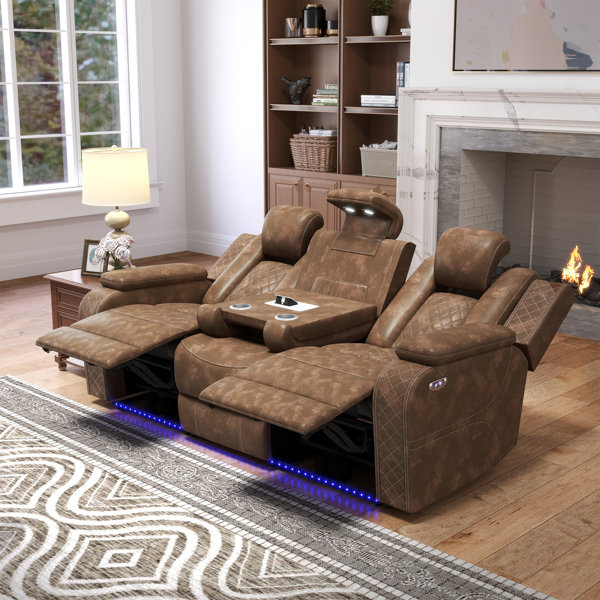 Zuri Furniture Modern Luxor Reclining Sofa With Power Headrest Wayfair